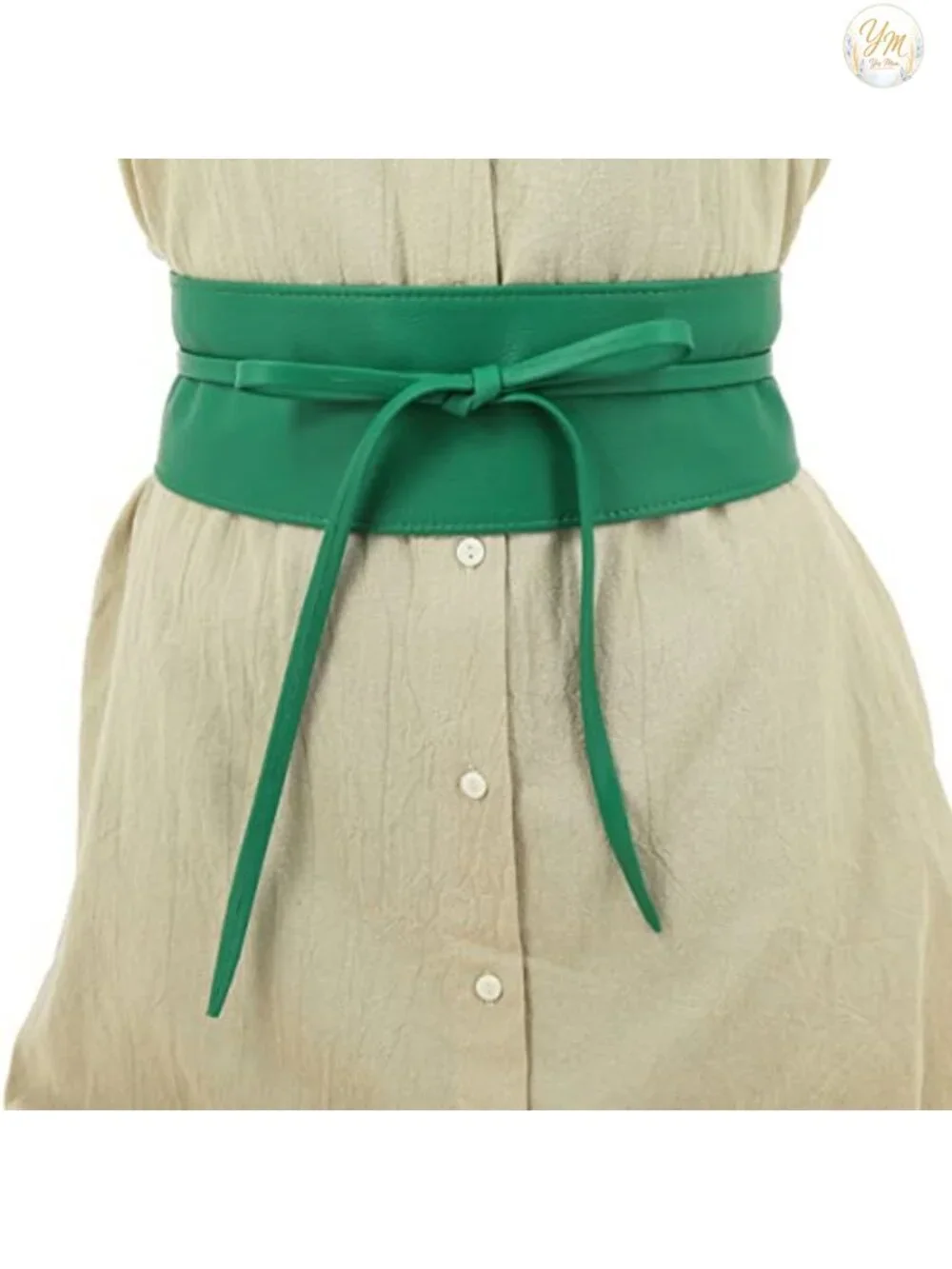 Italian Full Grain Leather Obi Belt Wide Waist Cincher Made in France